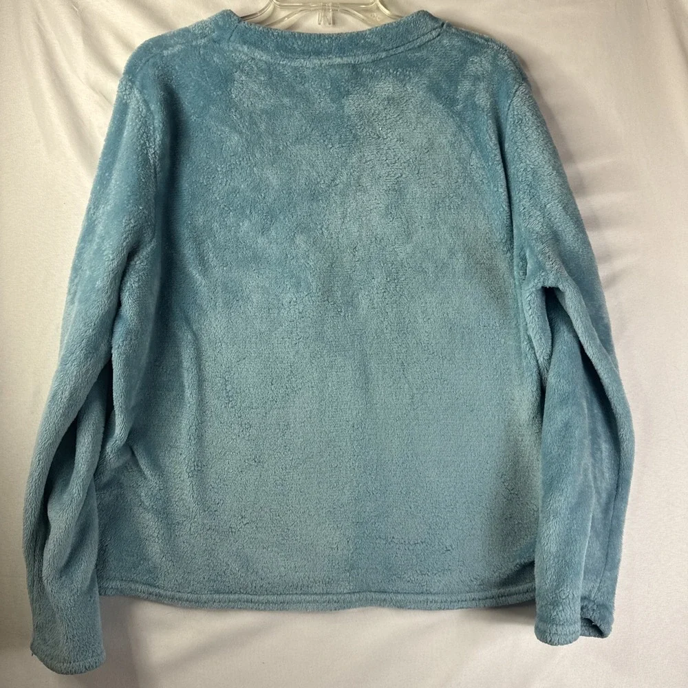 Disney‎ 100 Women's Lilo & Stitch Embroidered Fleece Sweater Blue XL(16-18)